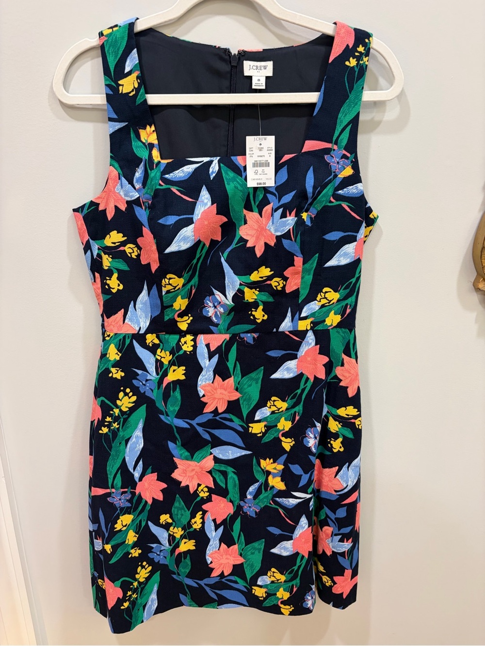 NWT J. Crew Floral Sleeveless Dress size 8 100% cotton wedding guest, garden pa